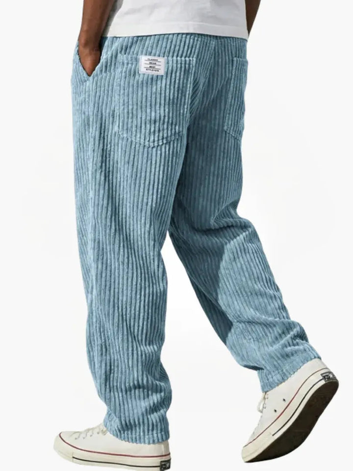 Arilora | Women's Wide-Leg Linen Relaxed And Textured Corduroy Trousers For Pants — Light Blue
