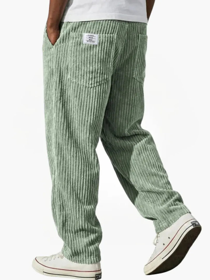 Arilora | Women's Wide-Leg Linen Relaxed And Textured Corduroy Trousers For Pants — Light Green