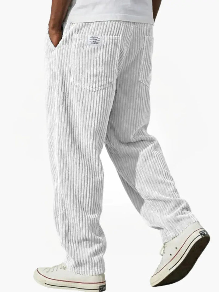 Arilora | Women's Wide-Leg Linen Relaxed And Textured Corduroy Trousers For Pants — White