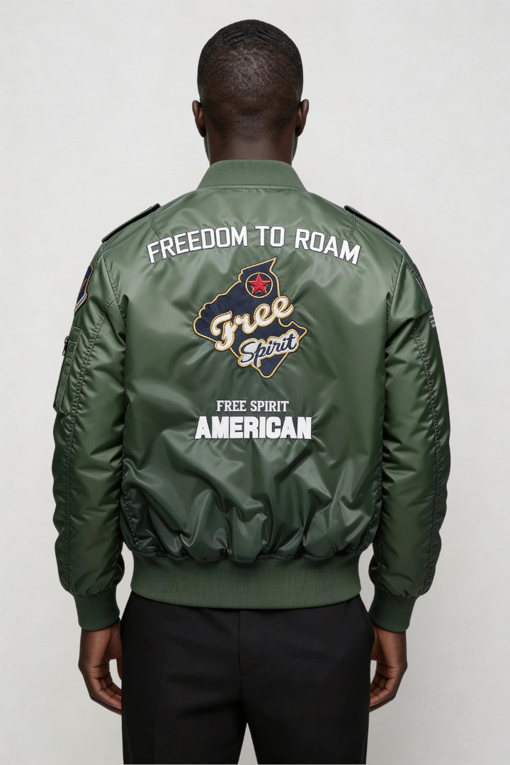 Bartholomew | Men's Lightweight Casual Ethan Squadron Aviator Bomber Jacket - Military Green — 3