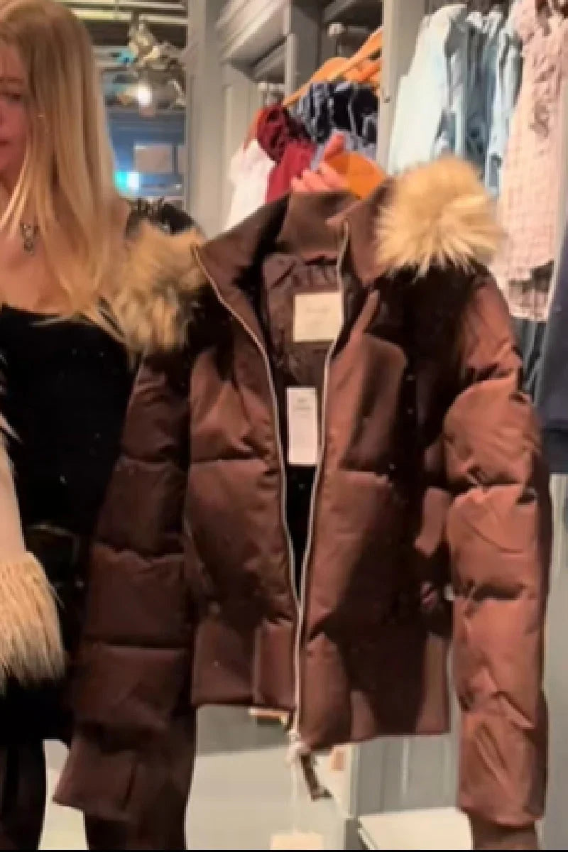 Belanthe | Women's Puffer Jacket Quilted Hooded Faux Fur Winter Outdoor