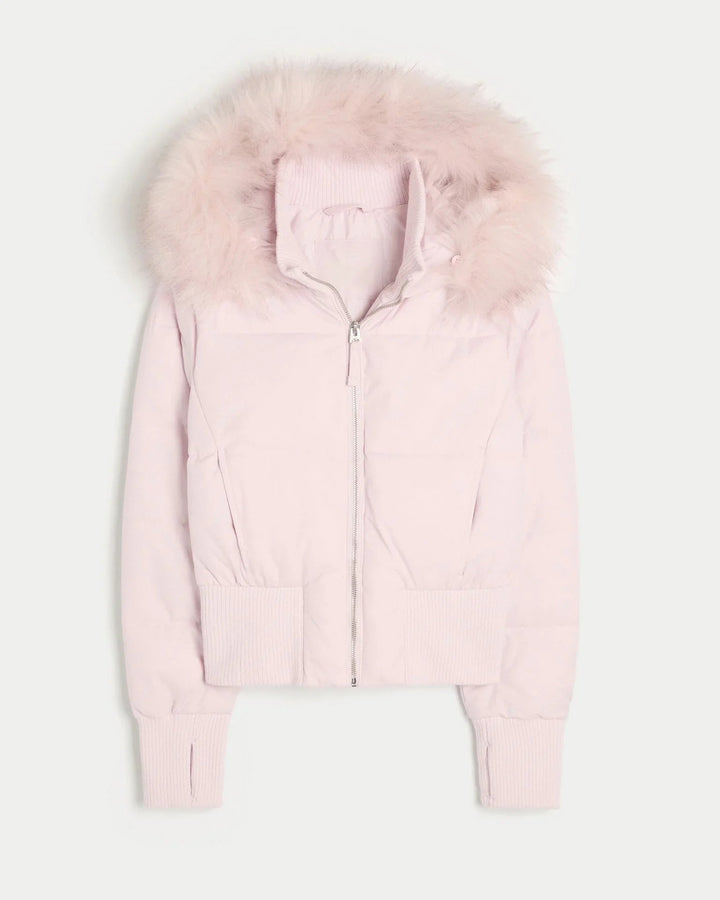 Belanthe | Women's Puffer Jacket Quilted Hooded Faux Fur Winter Outdoor