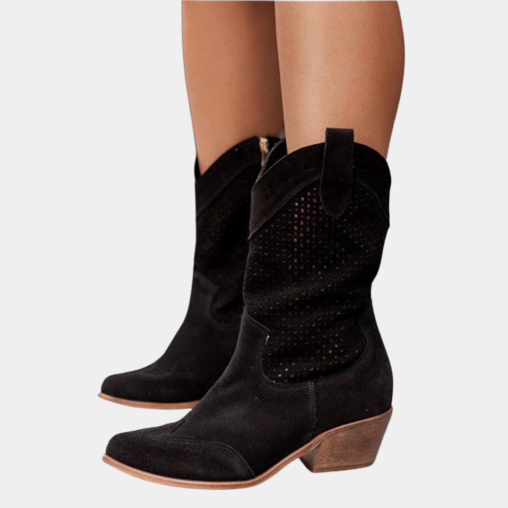Bellise | Women's Cowboy Style Orthopedic Boots — Black