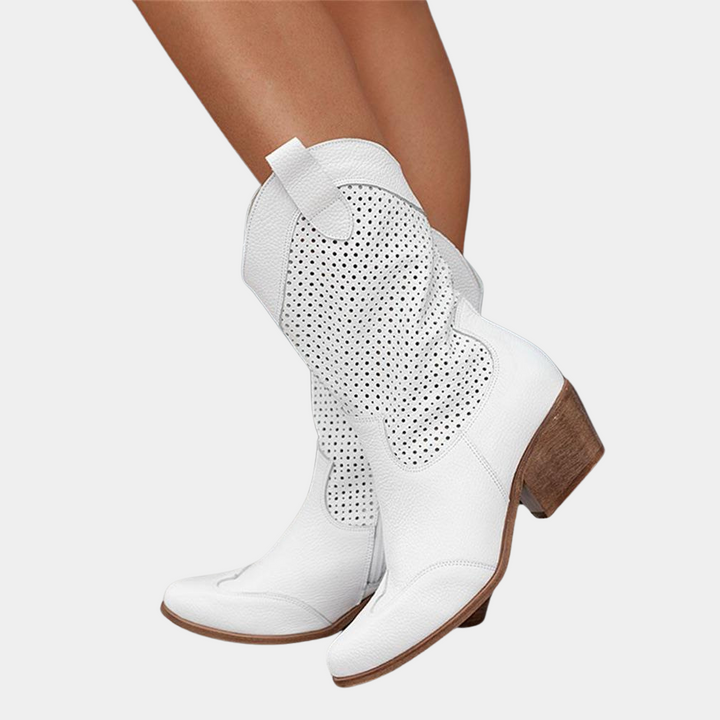 Bellise | Women's Cowboy Style Orthopedic Boots — White