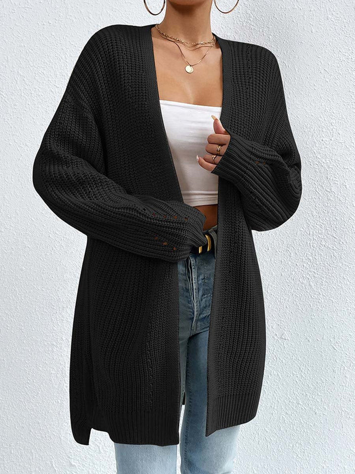 Bernadette | Women's Cozy Oversized Open Front Knit Cardigan Sweaters — Black