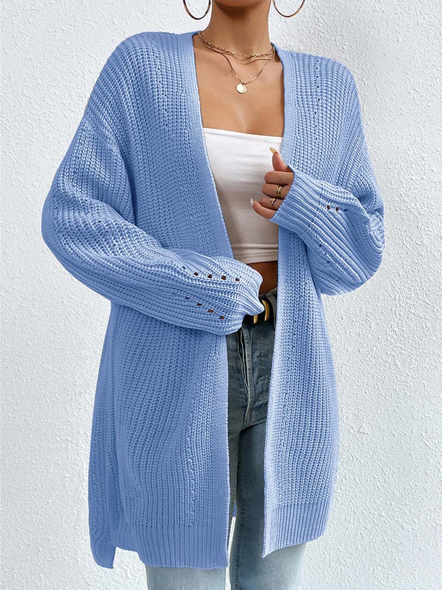 Bernadette | Women's Cozy Oversized Open Front Knit Cardigan Sweaters — Blue