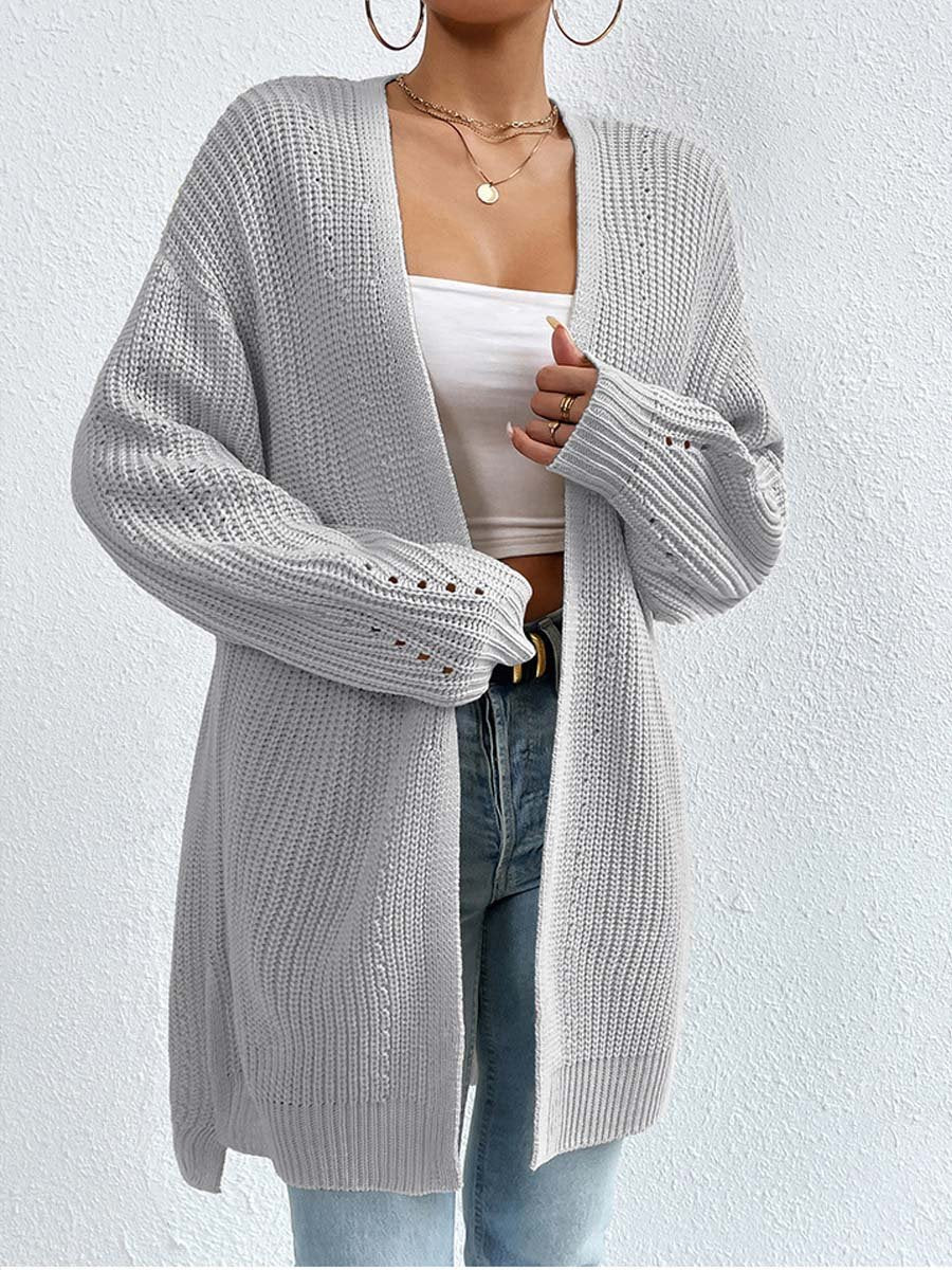 Bernadette | Women's Cozy Oversized Open Front Knit Cardigan Sweaters — Gray