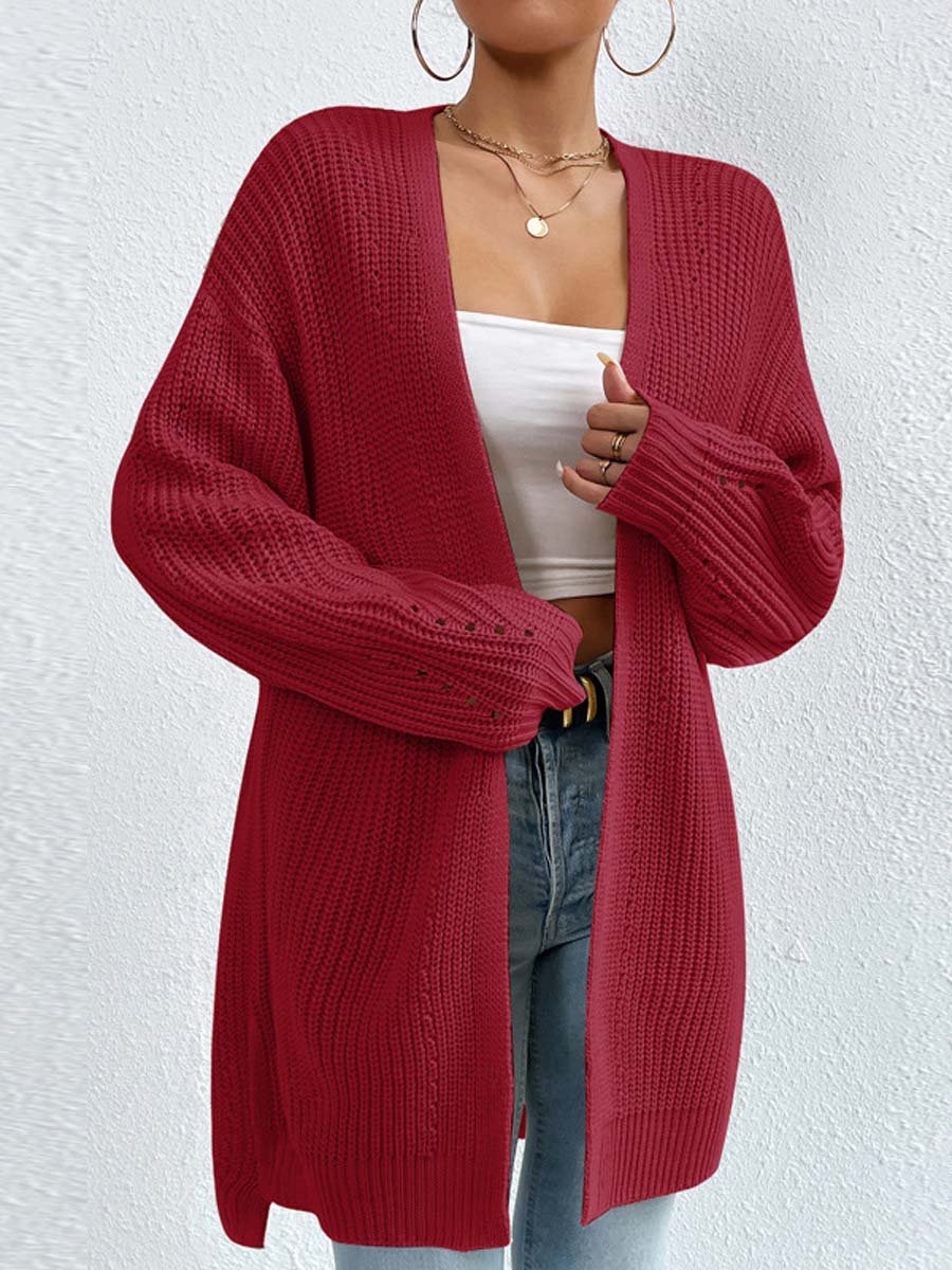 Bernadette | Women's Cozy Oversized Open Front Knit Cardigan Sweaters — Red