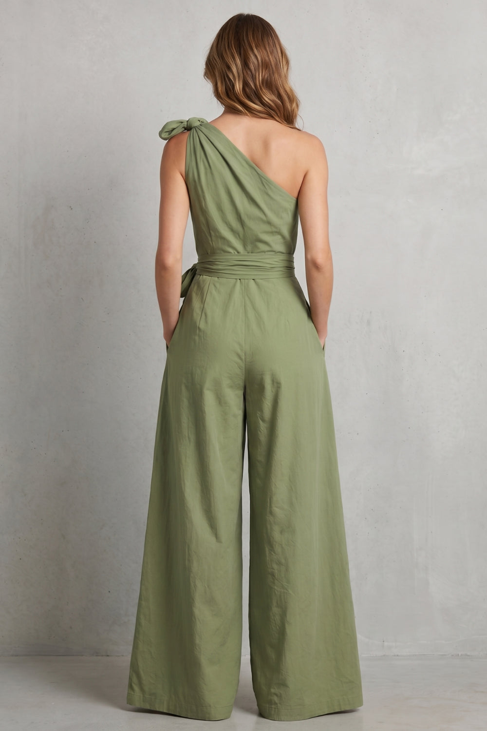 Bexleyelle — Draped Draped One-Shoulder Jumpsuit