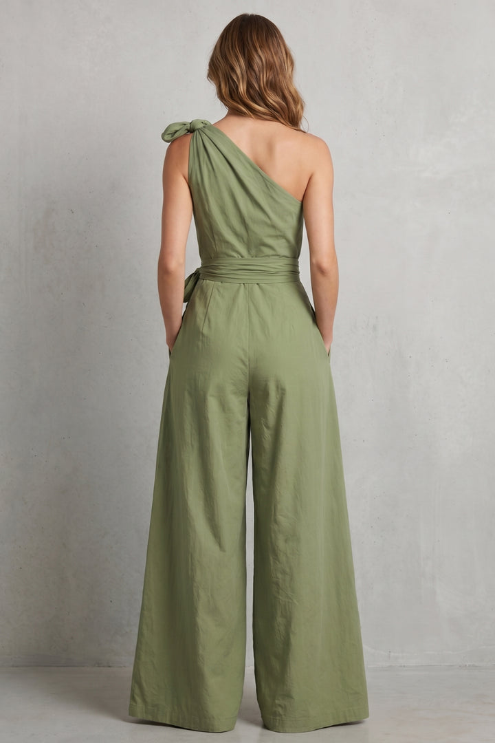 Bexleyelle — Draped Draped One-Shoulder Jumpsuit