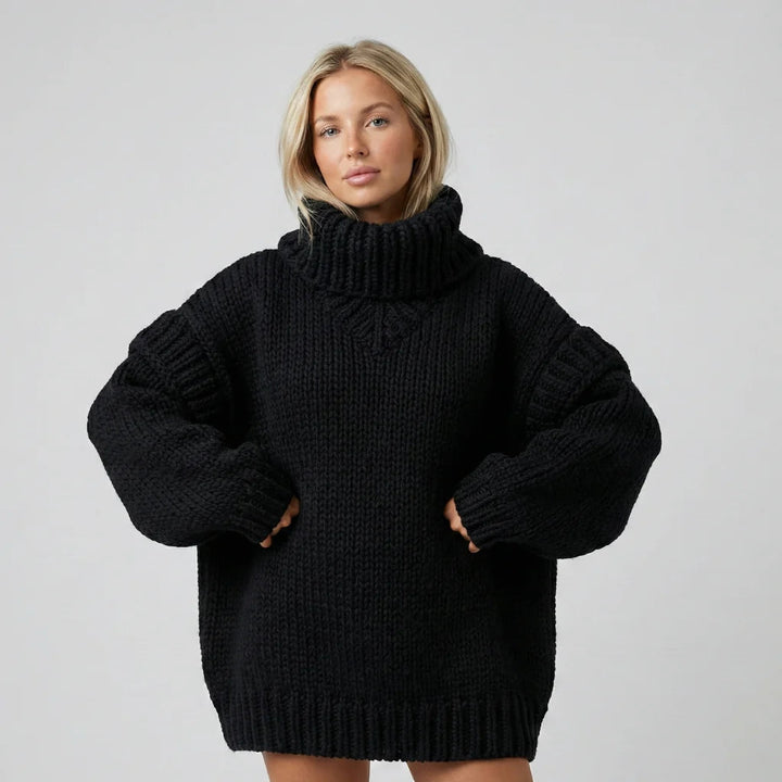 Bexleyynn | Oversized Chunky Knit Turtleneck Midi Sweater Dress