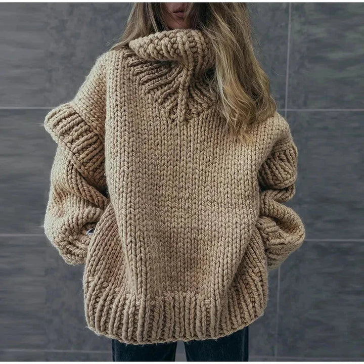 Bexleyynn | Oversized Chunky Knit Turtleneck Midi Sweater Dress