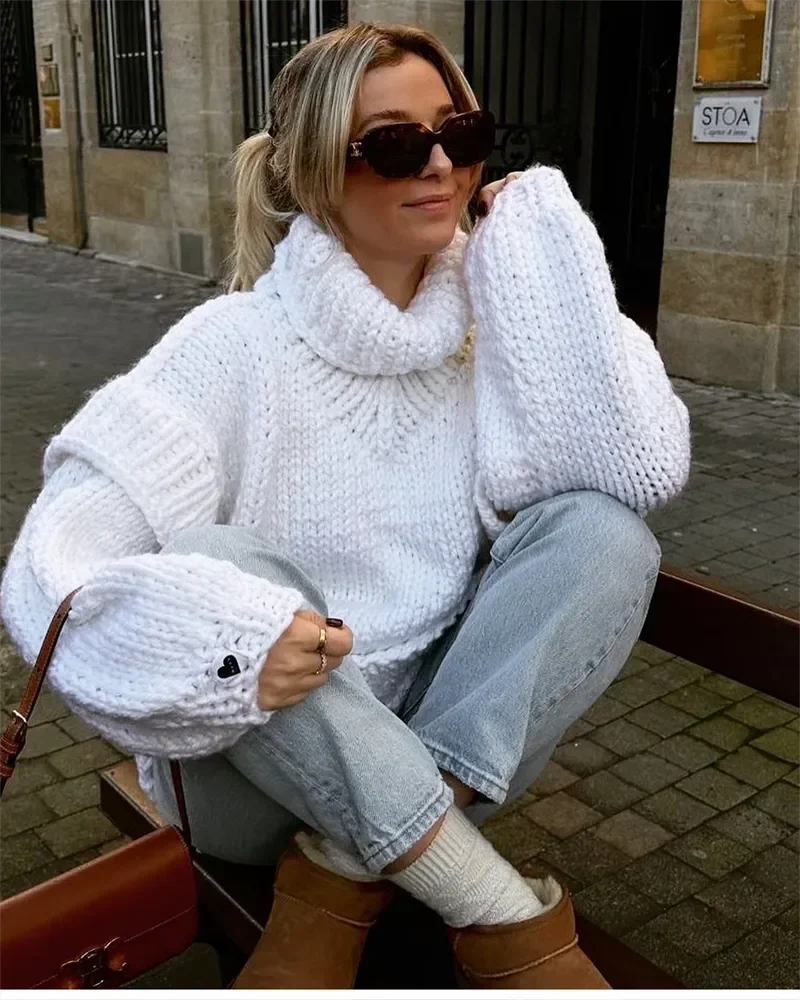 Bexleyynn | Oversized Chunky Knit Turtleneck Midi Sweater Dress
