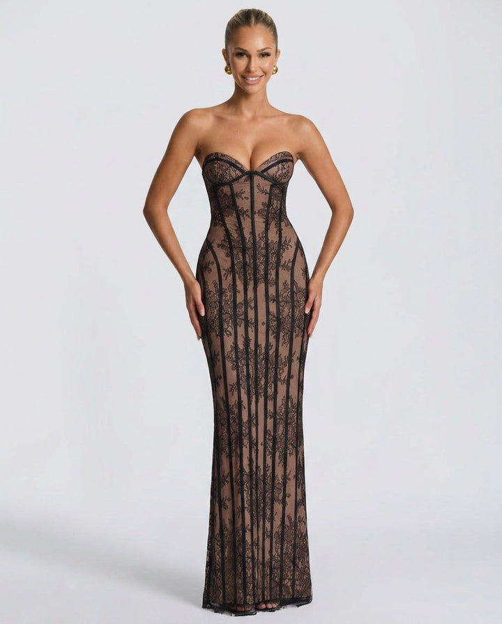 Bririel — Off-Shoulder Lace Sweetheart Maxi