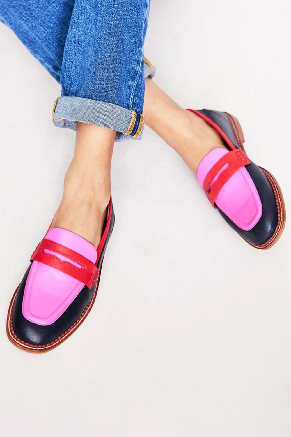 Bronwyn | Women's Orthopedic Comfort Slip-On Colored Accent Loafers — Red/Pink
