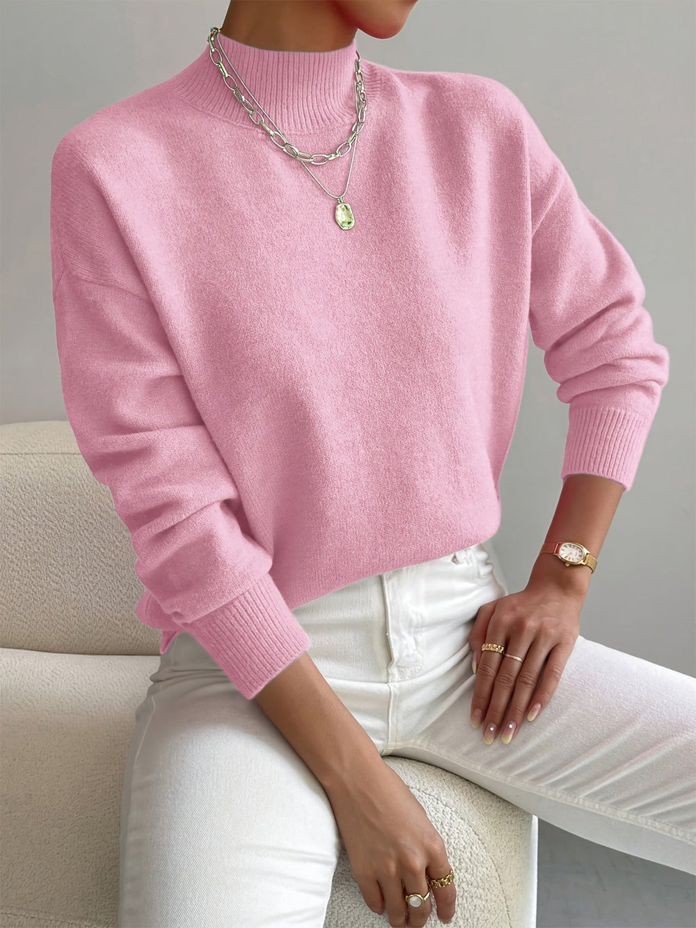 Caeline | Women's Cozy High Collar Sweater – Relaxed Knit sweater — 2