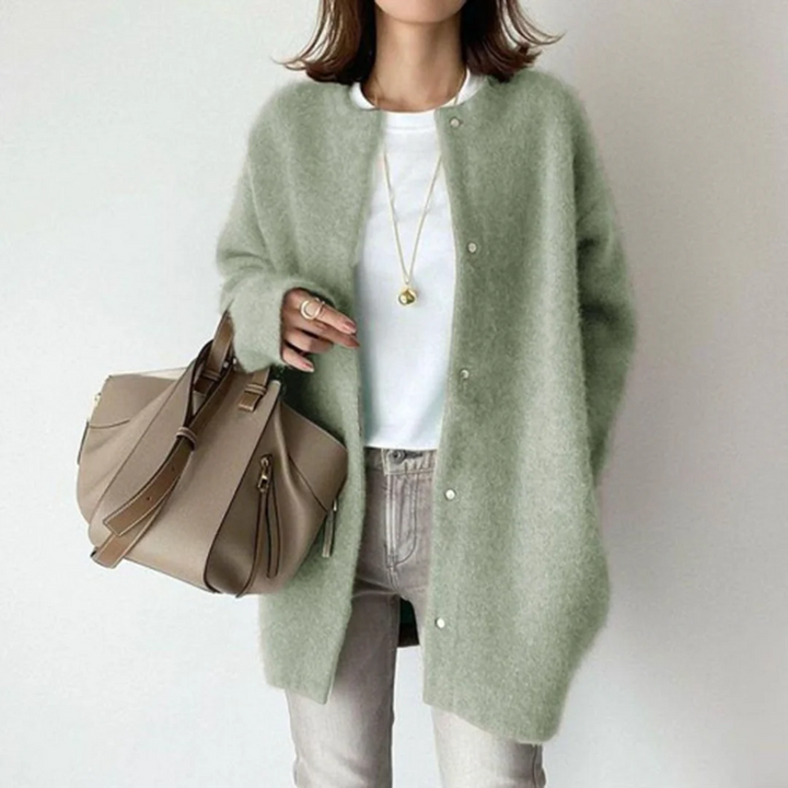 Caroline | Women's Knit Cozy ’s Relaxed Fit Long Cardigan Sweaters — Green
