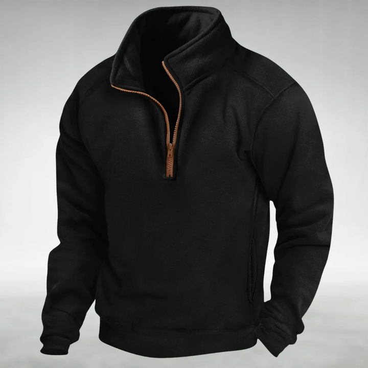 Cassius | Men's Knit Cozy Fleece Half-Zip sweater — Black