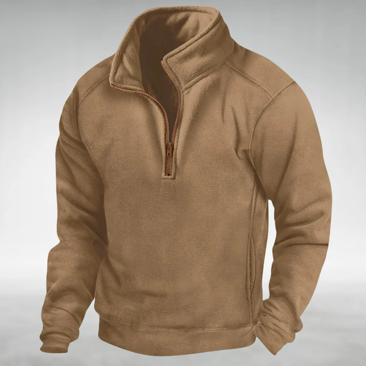 Cassius | Men's Knit Cozy Fleece Half-Zip sweater — Khaki