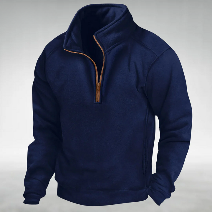Cassius | Men's Knit Cozy Fleece Half-Zip sweater — Navy Blue