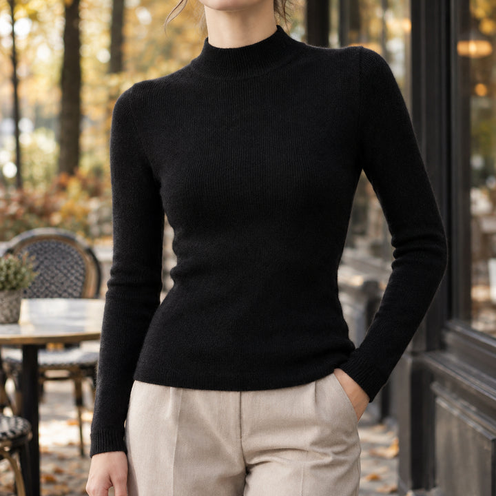 Cassovynne | Women's Cozy Cashmere Sweater — Black