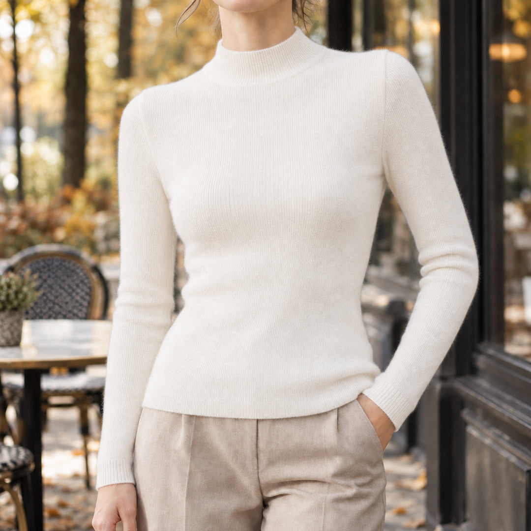 Cassovynne | Women's Cozy Cashmere Sweater — White