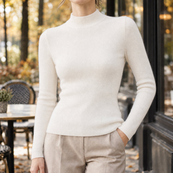 Cassovynne | Women's Cozy Cashmere Sweater — White
