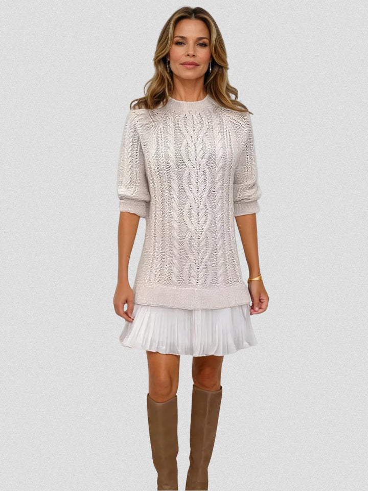 Caulaine | Women's Cozy Sweater Dress in Cable Knit — 2XL