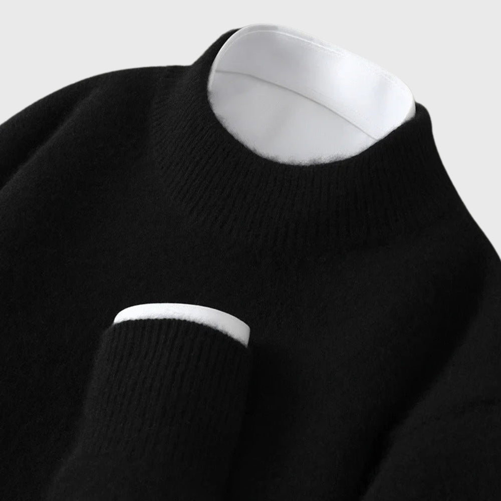 Caulbelle | Women's Knit Cozy 100% Cashmere Sweater — Black