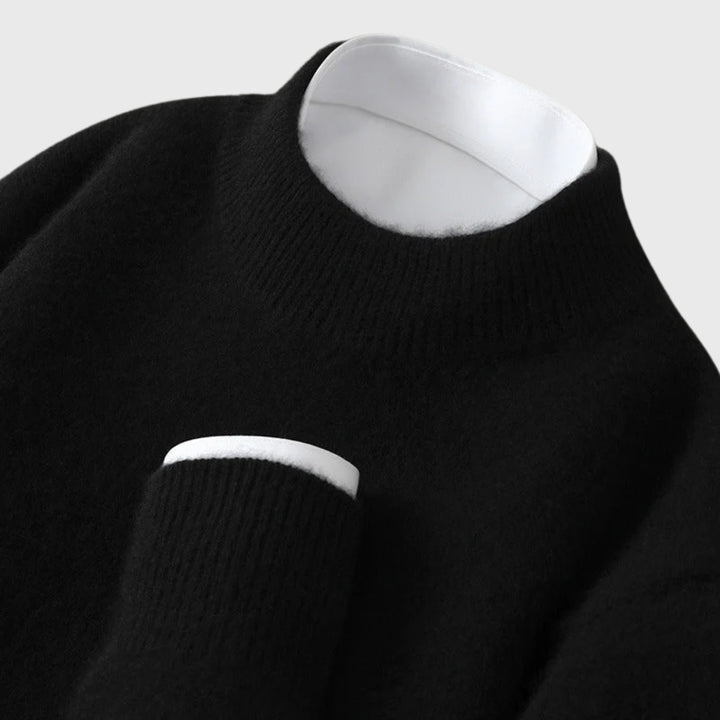 Caulbelle | Women's Knit Cozy 100% Cashmere Sweater — Black