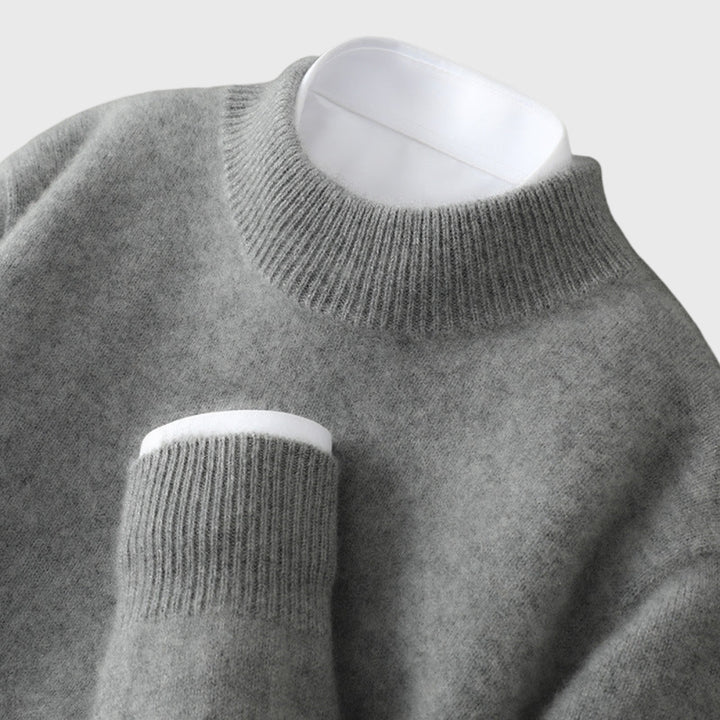 Caulbelle | Women's Knit Cozy 100% Cashmere Sweater — Dark Gray