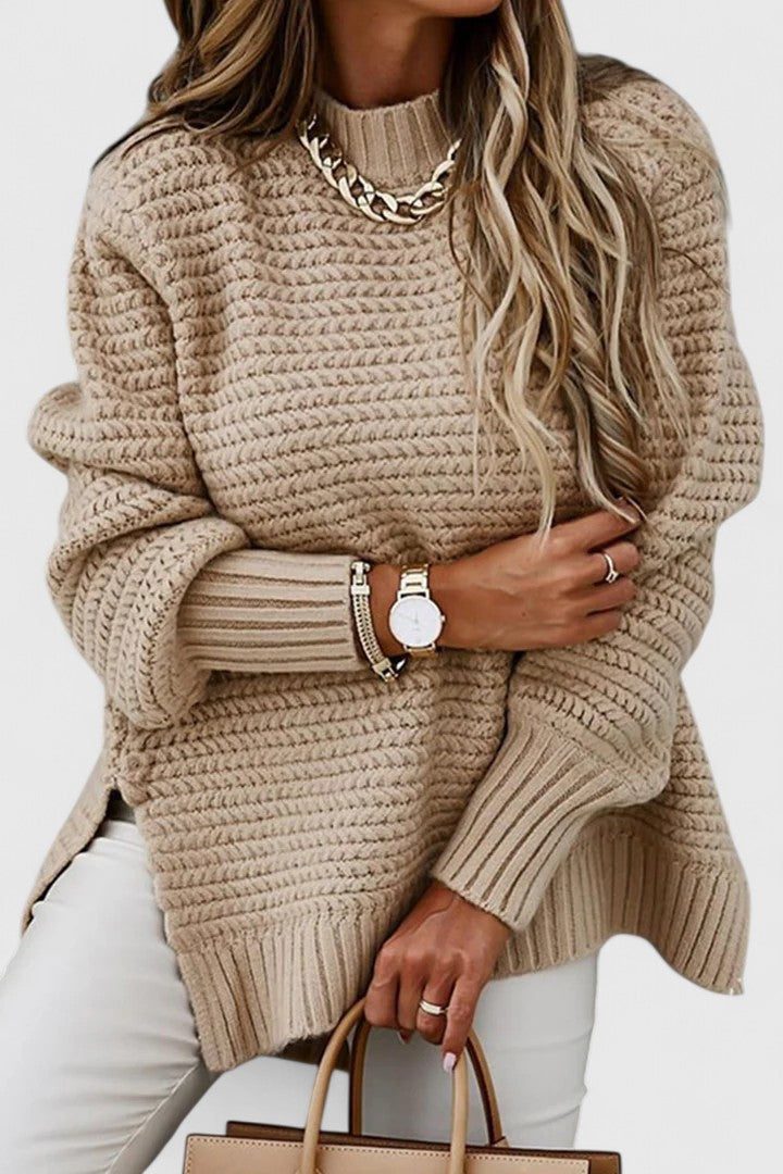 Caulria | Women's Sweater Mock Neck Oversized Textured Knit Everyday Wear