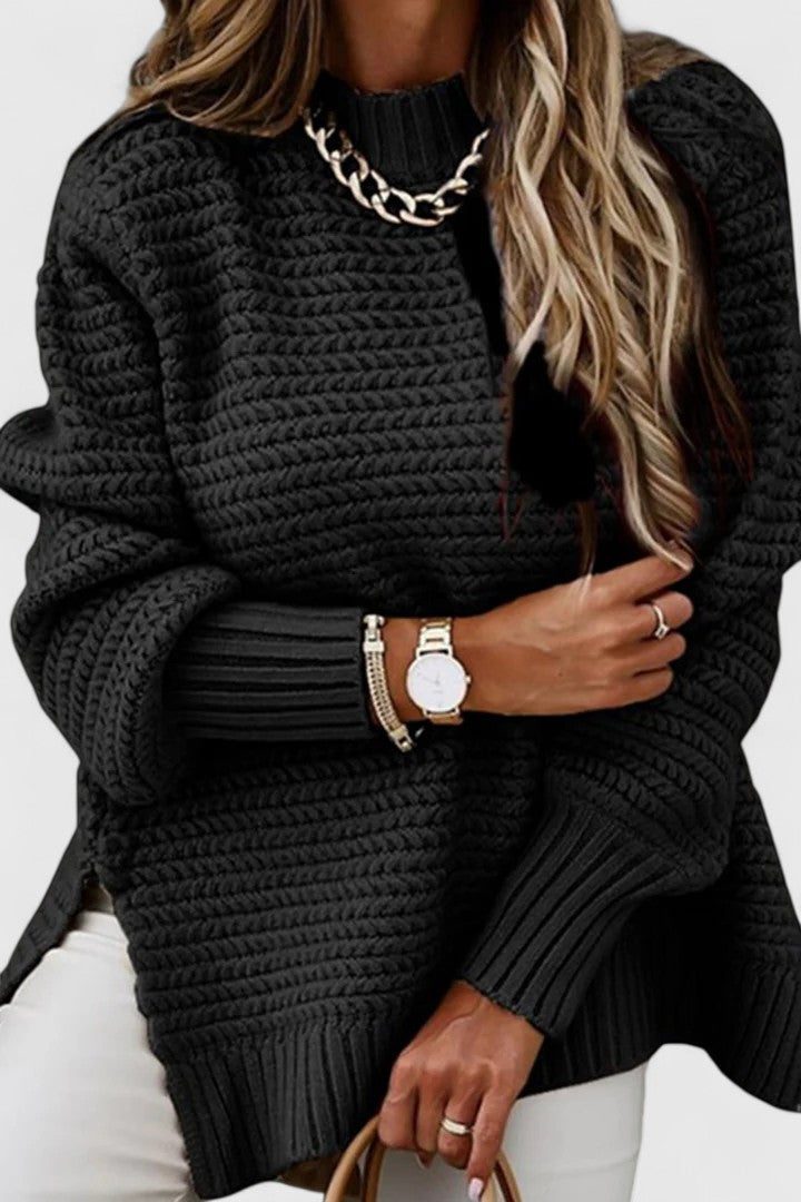 Caulria | Women's Sweater Mock Neck Oversized Textured Knit Everyday Wear
