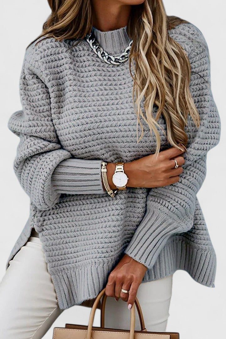 Caulria | Women's Sweater Mock Neck Oversized Textured Knit Everyday Wear