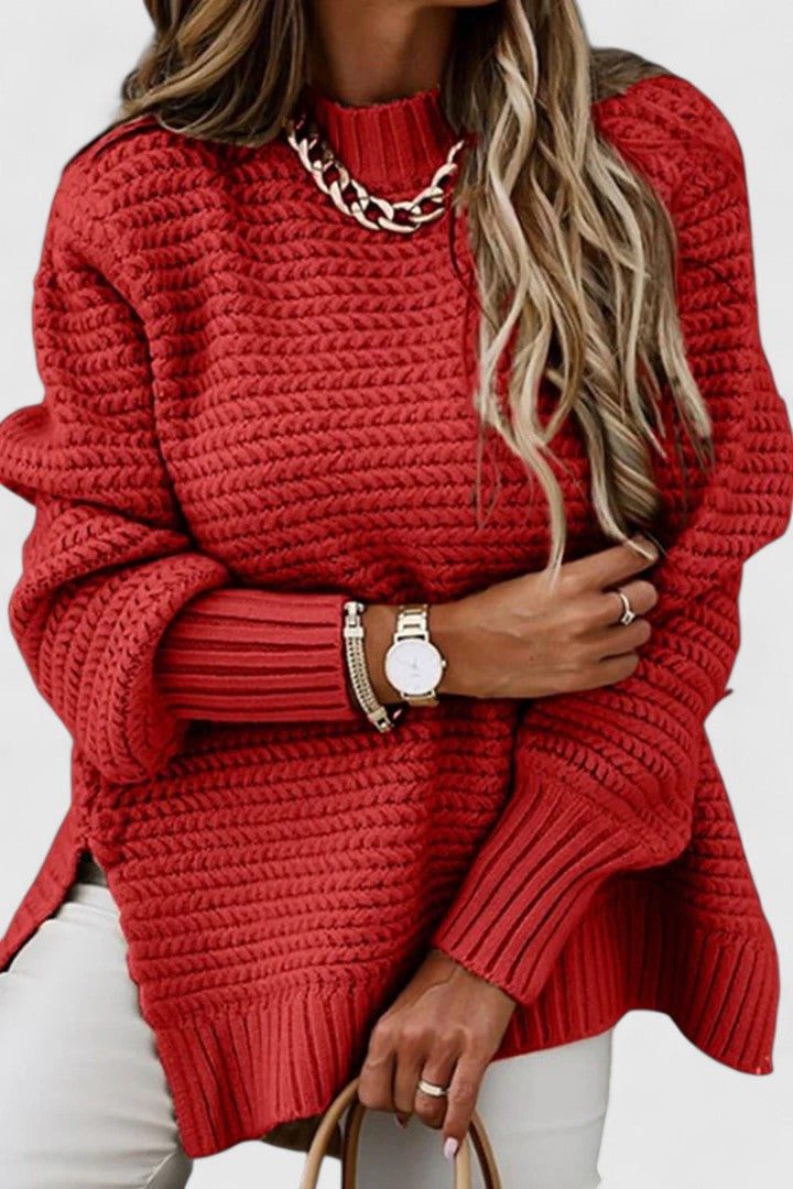 Caulria | Women's Sweater Mock Neck Oversized Textured Knit Everyday Wear