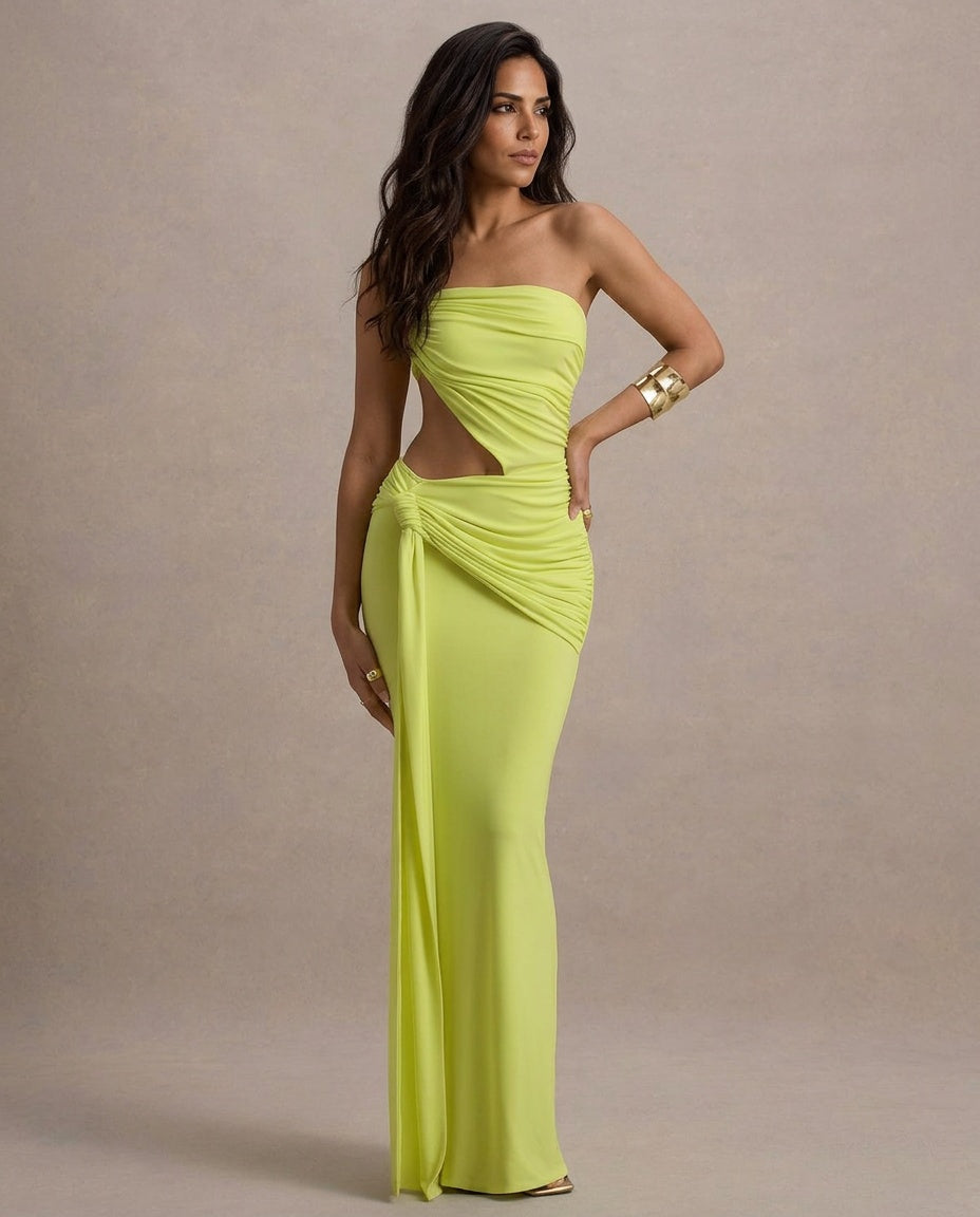 Celana — Asymmetric Cut-Out One-Shoulder Maxi