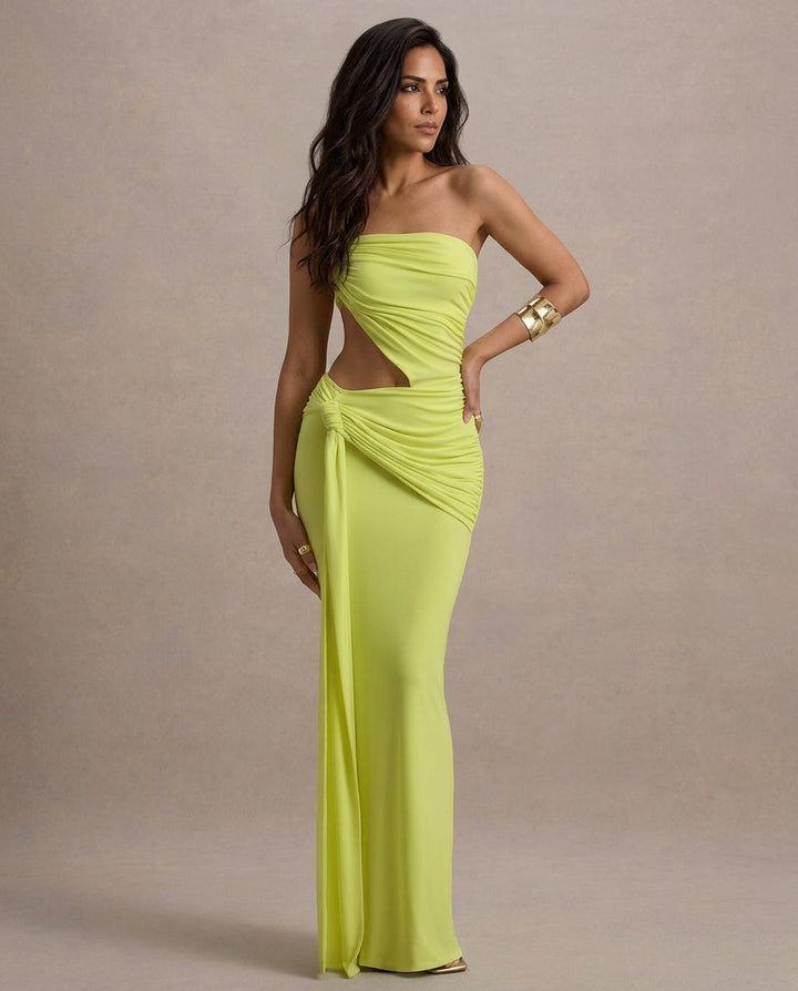 Celana — Asymmetric Cut-Out One-Shoulder Maxi