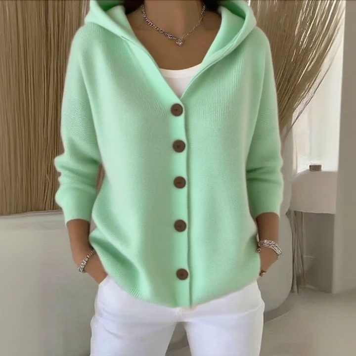 Celiasia | Women's Cozy Button Down Hooded Knit Cardigan — Green