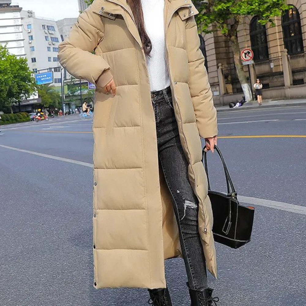 Ciraina | Women's Long Hooded puff Coat – Quilted Cold Weather Jacket — 1