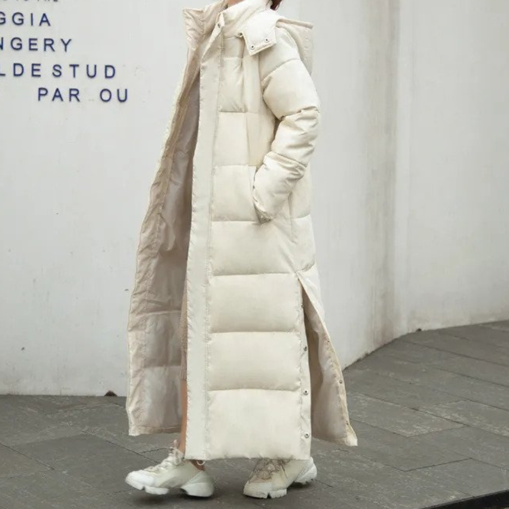 Ciraina | Women's Long Hooded puff Coat – Quilted Cold Weather Jacket — 2
