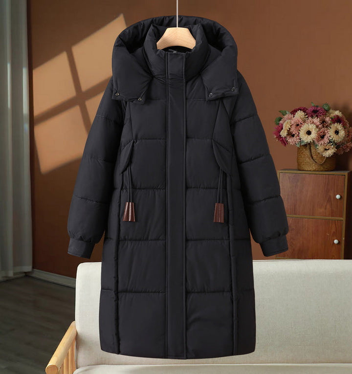 Cirella | Women's Long Padded Puffer Coat with Hood and Toggle Drawstrings — 1