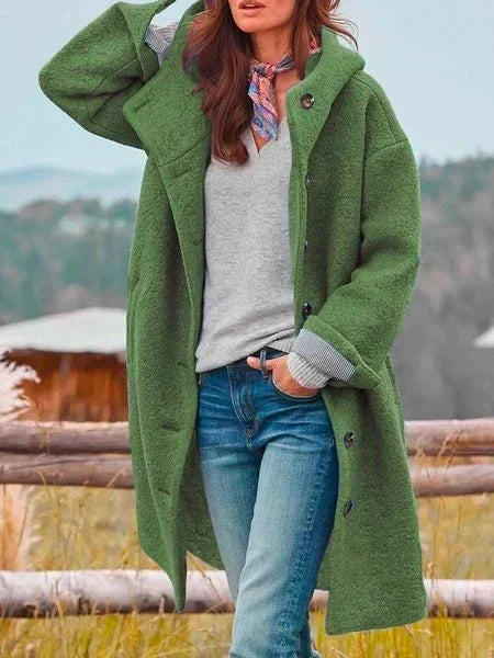 Ciretta | Women's Oversized Hooded Long Teddy Coat — Green