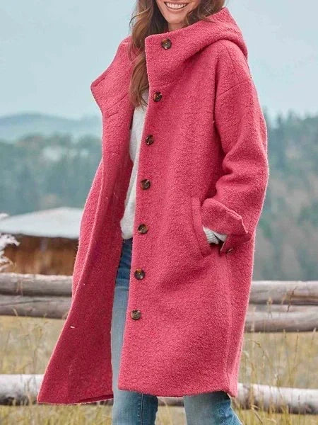 Ciretta | Women's Oversized Hooded Long Teddy Coat — Pink