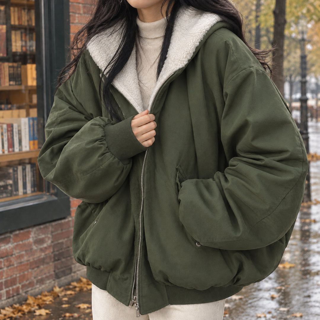 Cordiaria | Women's Oversized Bomber Jacket — Army Green