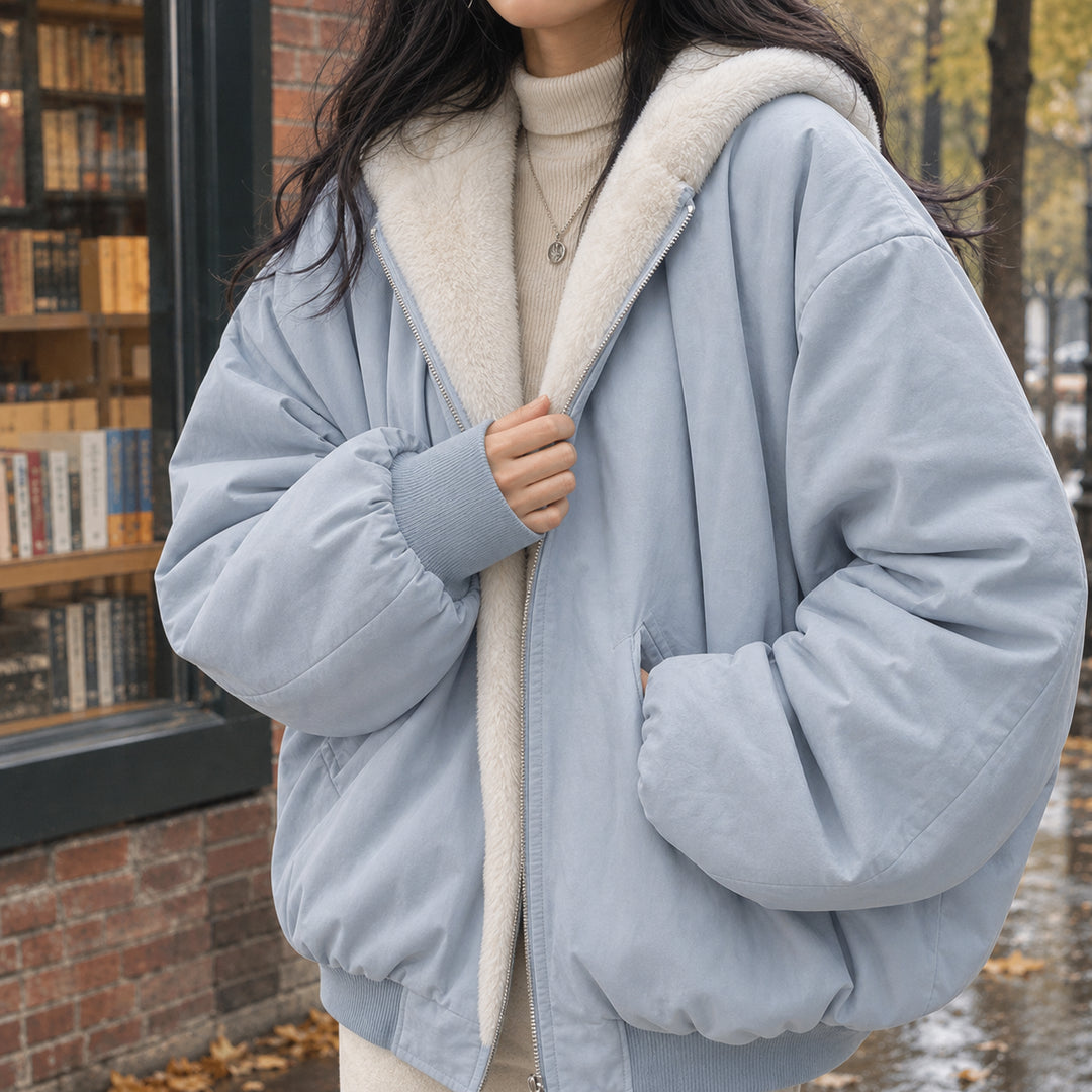 Cordiaria | Women's Oversized Bomber Jacket — Blue