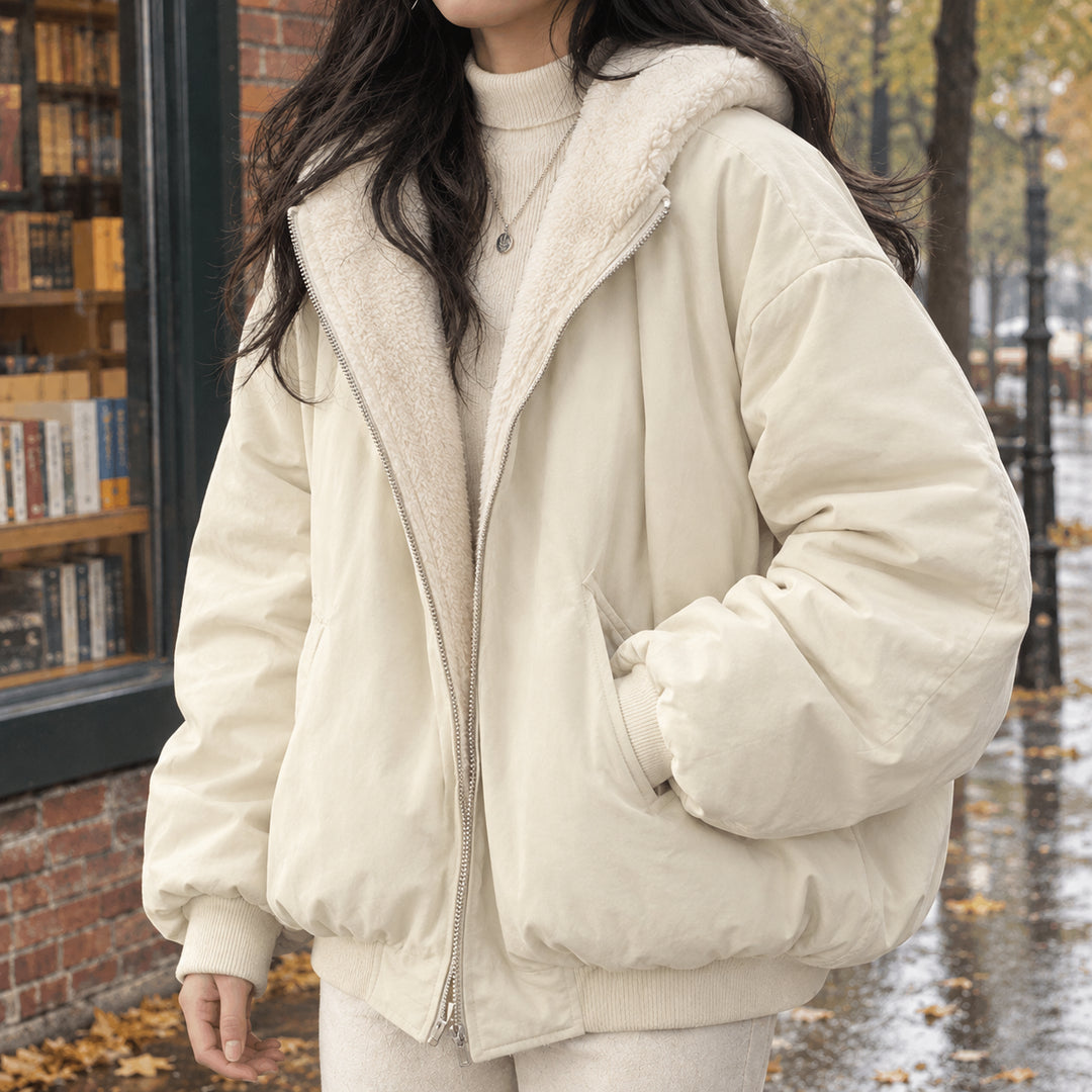 Cordiaria | Women's Oversized Bomber Jacket — Cream