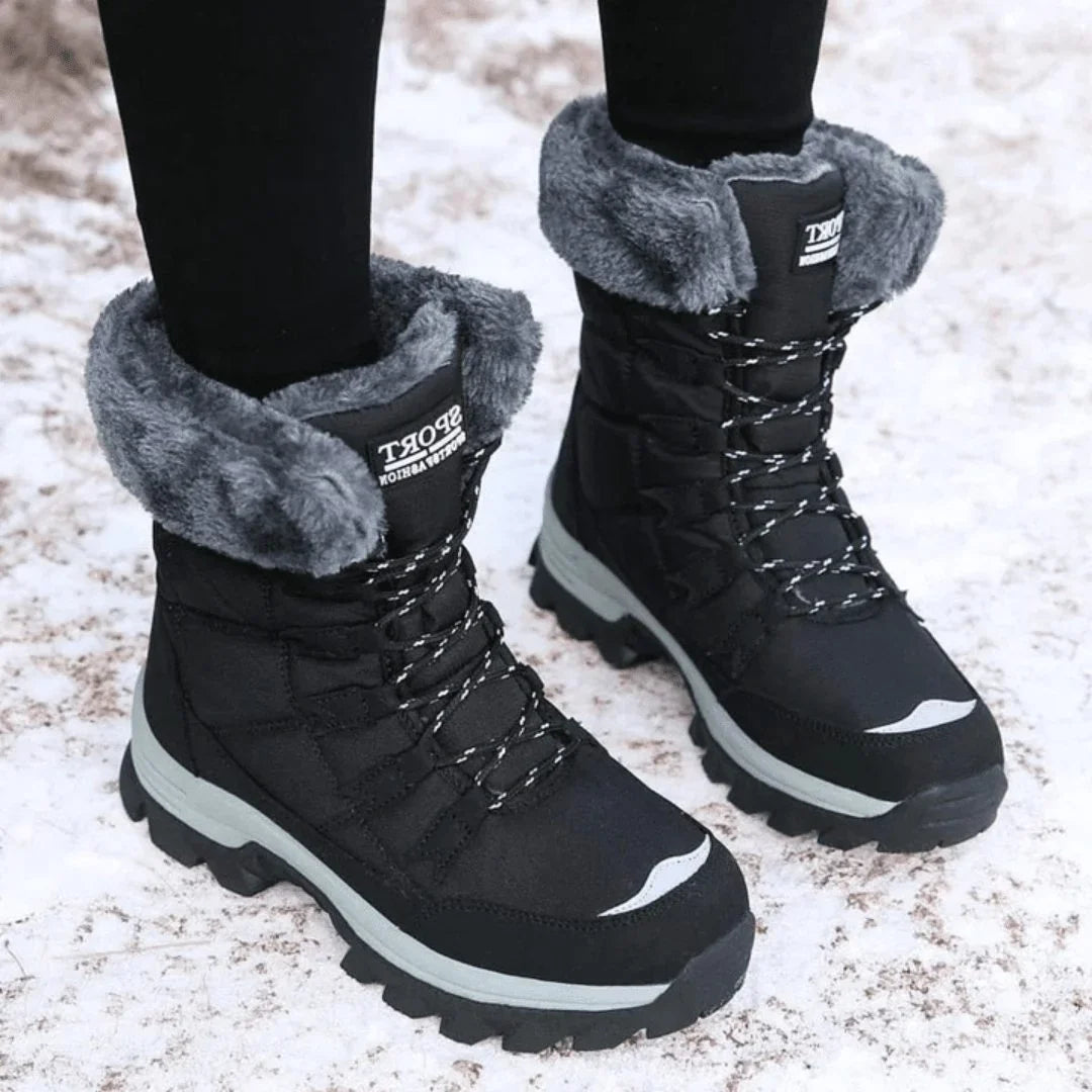 Corinetta | Women's Faux Fur Lined Lace-Up Boots — Black