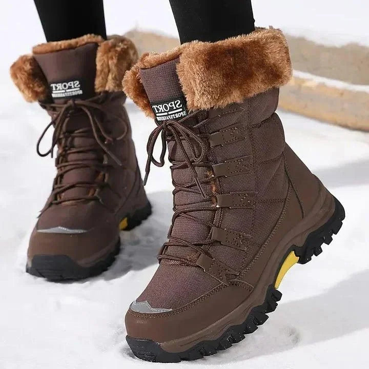 Corinetta | Women's Faux Fur Lined Lace-Up Boots — Brown