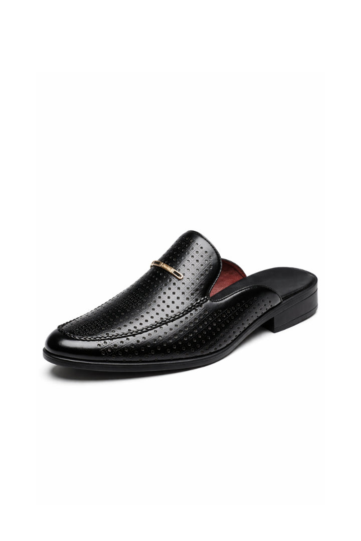 Cornelius | Men's Orthopedic Comfort Slip-On Anson Perforated Loafer Mule - Black — 1