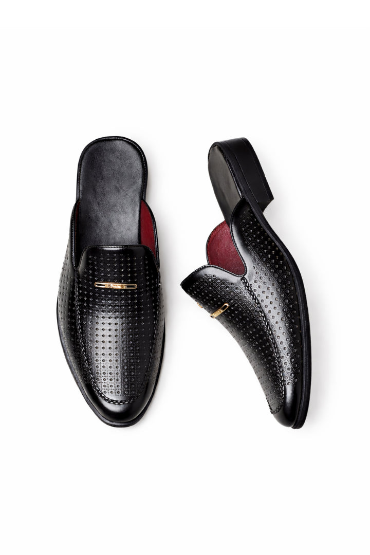 Cornelius | Men's Orthopedic Comfort Slip-On Anson Perforated Loafer Mule - Black — 2